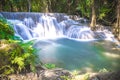 Long exposure of Huay Mae Khamin Waterfall in Srinakarin Dam National Park. Kanchanaburi Thailand. cascade waterfall tropical