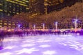 Long Exposure of ice skaters on the rink at the Bryant Park Holiday Village Royalty Free Stock Photo