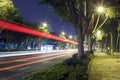 Long exposure image of cars rushing over a road