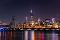 Chicago Skyline Scene at Night Royalty Free Stock Photo