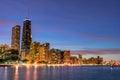 Chicago Evening Skyline with Lake Shore Drive Royalty Free Stock Photo