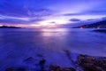 Long exposure image of Dramatic sky seascape with rock in sunset scenery background Amazing landscape nature sea Royalty Free Stock Photo