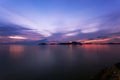 Long exposure image of dramatic sunset or sunrise,sky clouds over tropical sea. Royalty Free Stock Photo