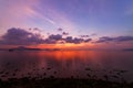 Long exposure image of dramatic sunset or sunrise,sky clouds over tropical sea. Royalty Free Stock Photo