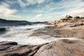 Genoese tower on coast of Corsica near Calvi Royalty Free Stock Photo