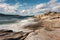 Genoese tower on coast of Corsica near Calvi Royalty Free Stock Photo