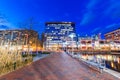 Long Exposure of the Inner Harbor at Night in Baltimore, Maryland Royalty Free Stock Photo