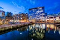 Long Exposure of the Inner Harbor at Night in Baltimore, Maryland Royalty Free Stock Photo