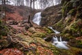 Long Exposure of Josefstaler Waterfall in Autumn Atmosphere in Bavaria, Germany