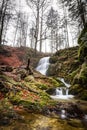Long Exposure of Josefstaler Waterfall in Autumn Atmosphere in Bavaria, Germany
