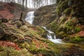 Long Exposure of Josefstaler Waterfall in Autumn Atmosphere in Bavaria, Germany