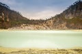 Long exposure of Kawah Putih volcanic sulphur lake inside the crater, Indonesia Royalty Free Stock Photo