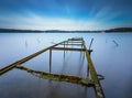 Long exposure landscape of lake shore Royalty Free Stock Photo