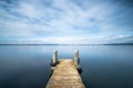 Long exposure landscape. Pier on the lake