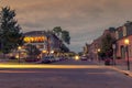 Long exposure light trail in main street of Saint Charles historic district, Missouri, USA Royalty Free Stock Photo