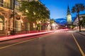 Long Exposure Light Trails on Back Streets of Charleston Historic District Royalty Free Stock Photo