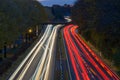 Long exposure light trails of traffic on a freeway Royalty Free Stock Photo