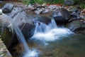 Long exposure of a little waterfall of a small river Royalty Free Stock Photo