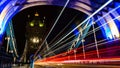 Long exposure low to the ground with blue archway and tower of Tower Bridge Royalty Free Stock Photo