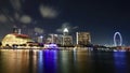 Long exposure of marina bay in night scene Royalty Free Stock Photo