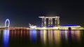 Long exposure of marina bay in night scene Royalty Free Stock Photo