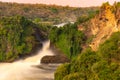 Long exposure of the Murchison waterfall on the Victoria Nile at sunset, Uganda. Royalty Free Stock Photo