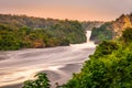Long exposure of the Murchison waterfall on the Victoria Nile at sunset, Uganda. Royalty Free Stock Photo