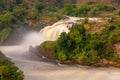 Long exposure of the Murchison waterfall on the Victoria Nile at sunset, Uganda. Royalty Free Stock Photo