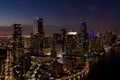 Long exposure night aerial photo Brickell Miami FL
