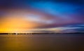 Long exposure at night on the Chesapeake Bay, in Havre de Grace, Maryland. Royalty Free Stock Photo
