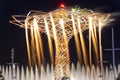 Long exposure night photo of the beautiful light, water and fireworks show from the Tree of Life, the symbol of EXPO 2015 Royalty Free Stock Photo