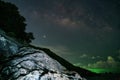 Long exposure Night Photography with Milky way over sea in phuket thailand Royalty Free Stock Photo