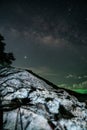 Long exposure Night Photography with Milky way over sea in phuket thailand Royalty Free Stock Photo