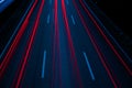 Long exposure of red car light streaks on the highway Royalty Free Stock Photo