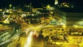 Long exposure night shot of busy industrial seaport area. Genoa, Italy Royalty Free Stock Photo