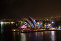 Long exposure night shot of the city center skyline of Sydney lo Royalty Free Stock Photo
