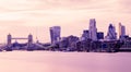 Long exposure, panoramic view of London cityscape at sunset Royalty Free Stock Photo