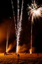 Long exposure of people letting off fireworks Royalty Free Stock Photo