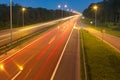 Long exposure photo on a highway with light trails Royalty Free Stock Photo