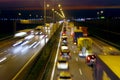 Highway traffic by night Royalty Free Stock Photo