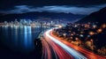 Long Exposure Photo of a Night Highway Royalty Free Stock Photo