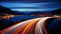 Long Exposure Photo of a Night Highway Royalty Free Stock Photo