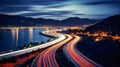 Long Exposure Photo of a Night Highway Royalty Free Stock Photo