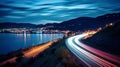 Long Exposure Photo of a Night Highway Royalty Free Stock Photo