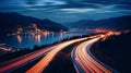 Long Exposure Photo of a Night Highway Royalty Free Stock Photo