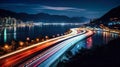 Long Exposure Photo of a Night Highway Royalty Free Stock Photo