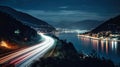 Long Exposure Photo of a Night Highway Royalty Free Stock Photo