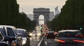 Long exposure photo of street traffic near Arc de Triomphe