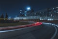 Long-exposure photograph night road moscow