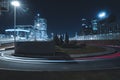 Long-exposure photograph night road moscow